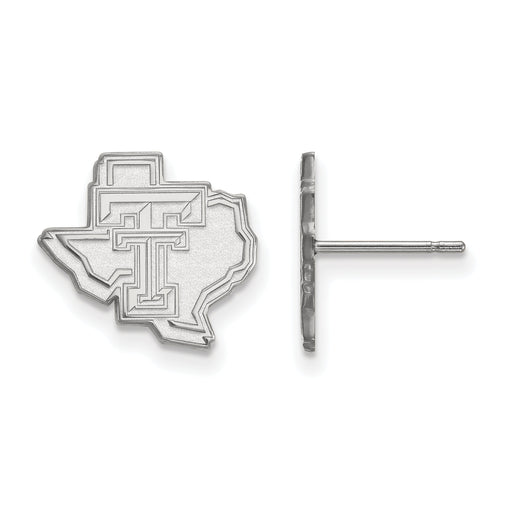 Sterling Silver Rhodium-plated LogoArt Texas Tech University State Outline Small Post Earrings