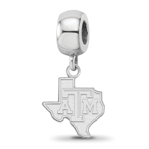 SS Texas A and M University State Outline Small Dangle Bead Charm