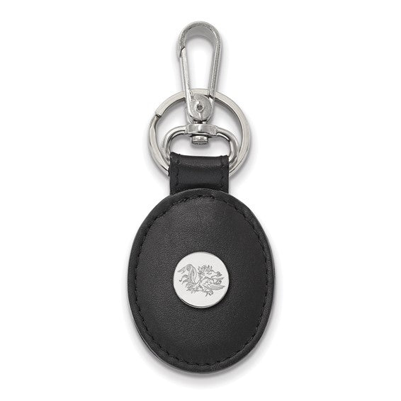 SS University of South Carolina Black Leather Gamecock Key Chain