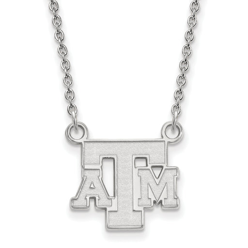 SS Texas A and M University T-A-M Small Pendant 18 inch Necklace