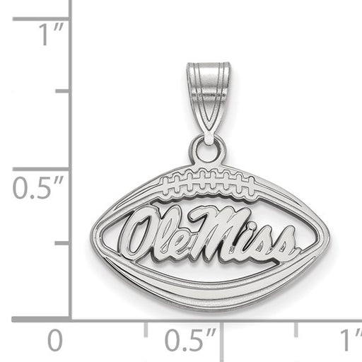 SS University  of Mississippi Pendant in Football displayed on a scale