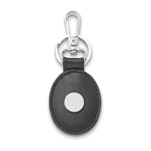 SS Wake Forest University Black Leather WF Oval Key Chain