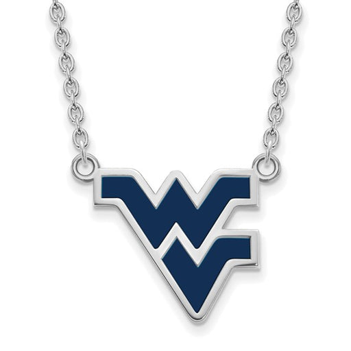 SS West Virginia U Large Enamel Pendant w/Necklace