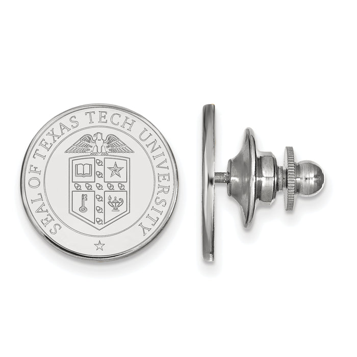 Sterling Silver Rhodium-plated LogoArt Texas Tech University Crest Lapel Pin