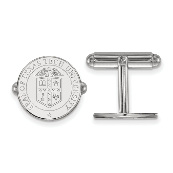 Sterling Silver Rhodium-plated LogoArt Texas Tech University Crest Cuff Links