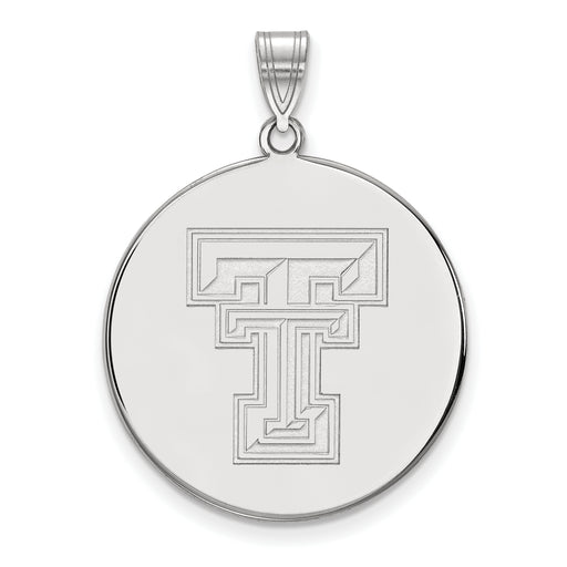 10k White Gold LogoArt Texas Tech University T-T Extra Large Disc Pendant