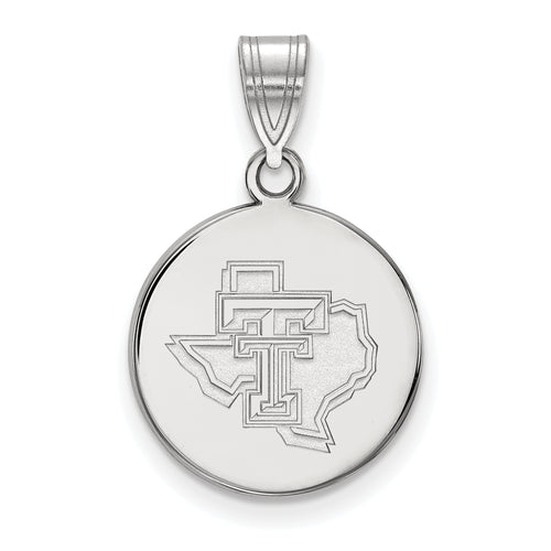 10k White Gold LogoArt Texas Tech University State Outline Medium Disc Pendant