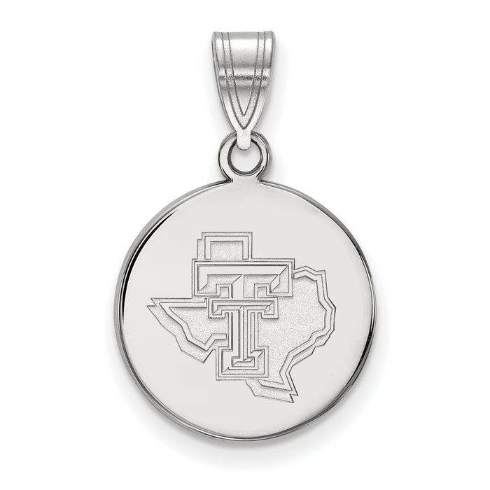 10k White Gold LogoArt Texas Tech University State Outline Medium Disc Pendant