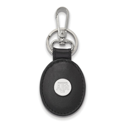 SS Texas A&M University Black Leather Oval Key Chain