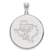 Sterling Silver Rhodium-plated LogoArt Texas Tech University State Outline Extra Large Disc Pendant