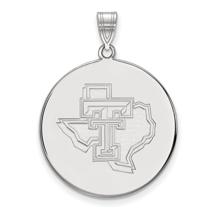 10k White Gold LogoArt Texas Tech University State Outline Extra Large Disc Pendant