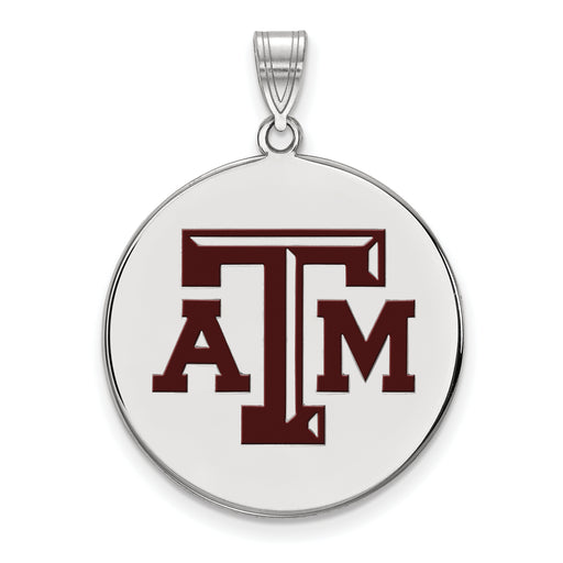 SS Texas A and M University T-A-M Extra Large Enameled Disc Pendant