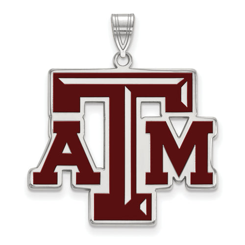 SS Texas A and M University T-A-M Extra Large Enameled Pendant