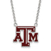 SS Texas A and M University T-A-M Large Enameled Pendant 18 inch Necklace