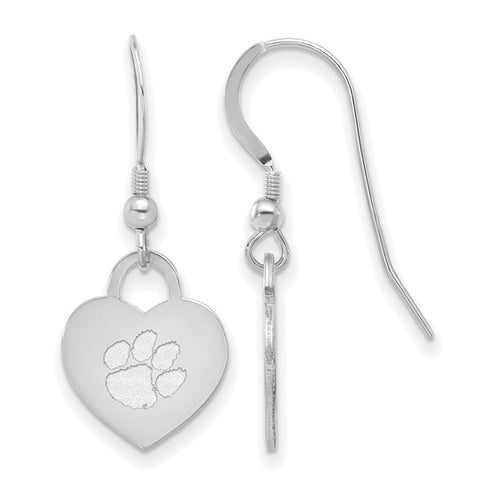 SS Clemson University Heart Dangle Earrings