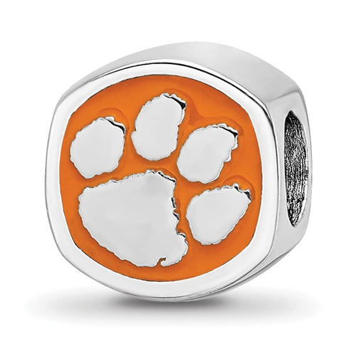 SS Clemson University Cushion Shaped Logo Bead