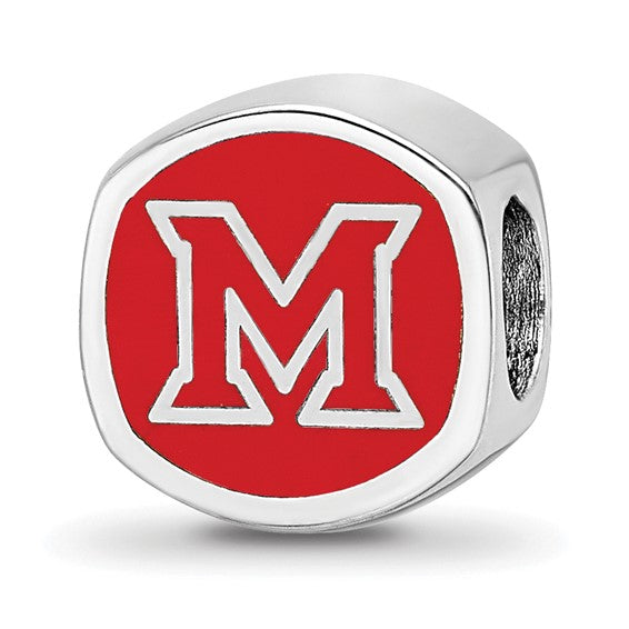 SS Miami University Block M Cushion Shaped Double Logo Bead