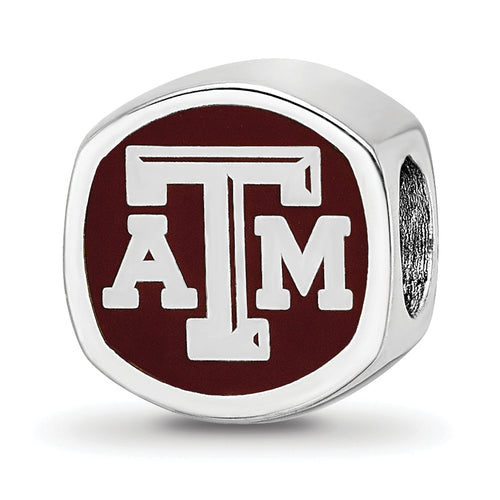 SS Texas A and M University Enameled Double Logo Bead