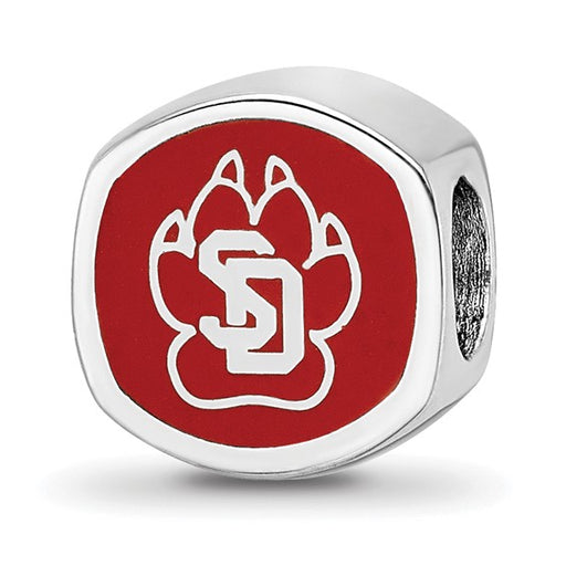 SS University of South Dakota SD Paw print 2-sided Enameled Bead