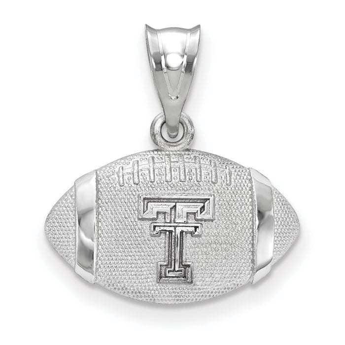 Sterling Silver Rhodium-plated LogoArt Texas Tech University T-T Football Pendant