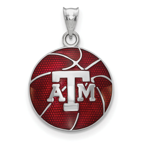 SS Texas A and M University Domed Enameled Basketball Pendant