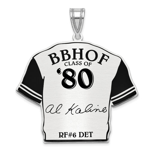 Sterling Silver Rhodium plated Al Kaline Hall of Fame Signature Epoxy Jersey Pendant
