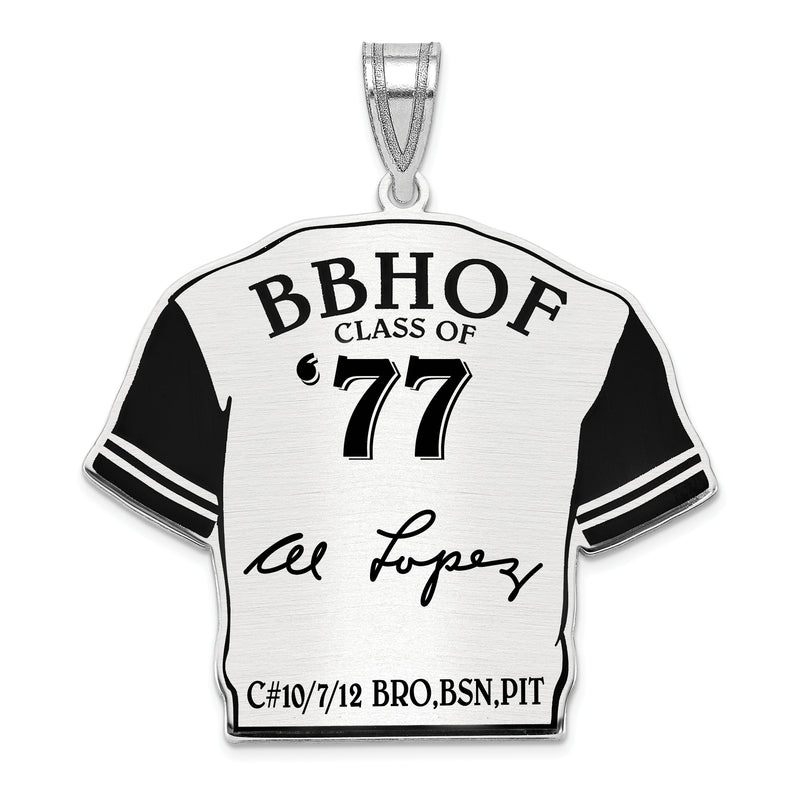 Sterling Silver Rhodium plated Al Lopez Hall of Fame Signature Epoxy Jersey Pendant