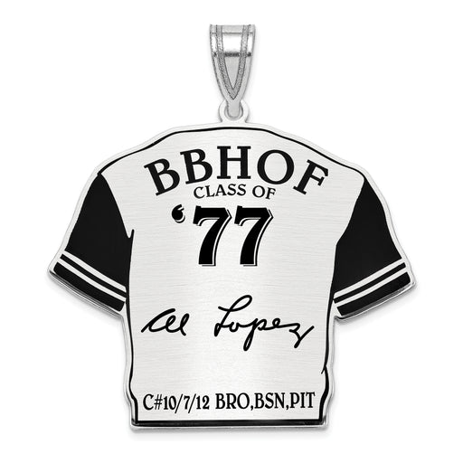 Sterling Silver Rhodium plated Al Lopez Hall of Fame Signature Epoxy Jersey Pendant