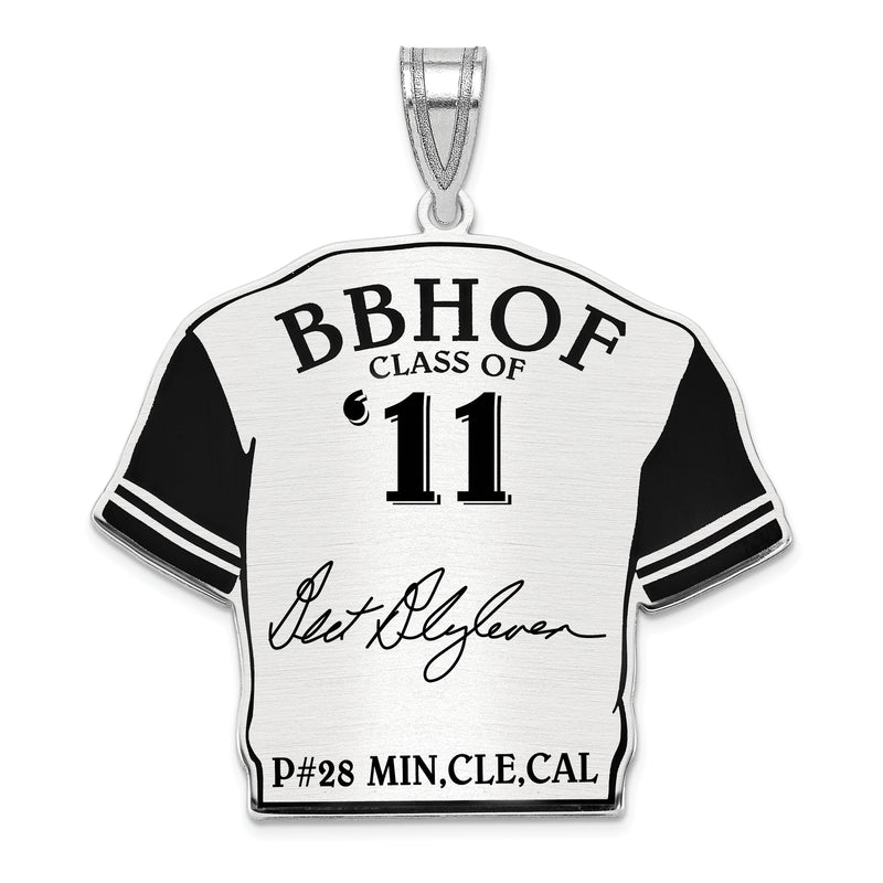 Sterling Silver Rhodium plated Bert Blyleven Hall of Fame Signature Epoxy Jersey Pendant