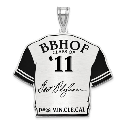 Sterling Silver Rhodium plated Bert Blyleven Hall of Fame Signature Epoxy Jersey Pendant