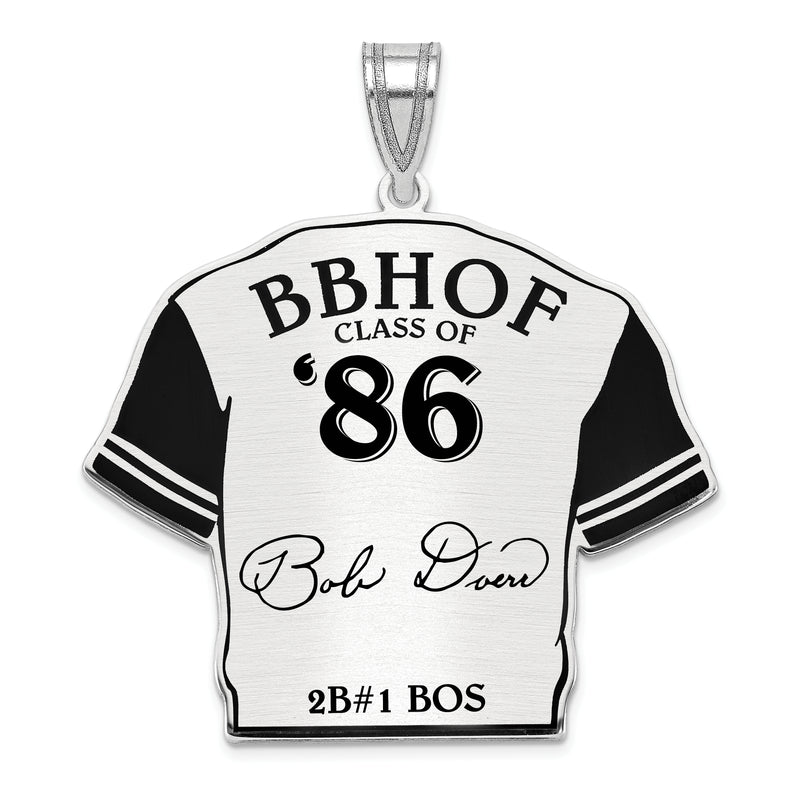 Sterling Silver Rhodium plated Bobby Doerr Hall of Fame Signature Epoxy Jersey Pendant