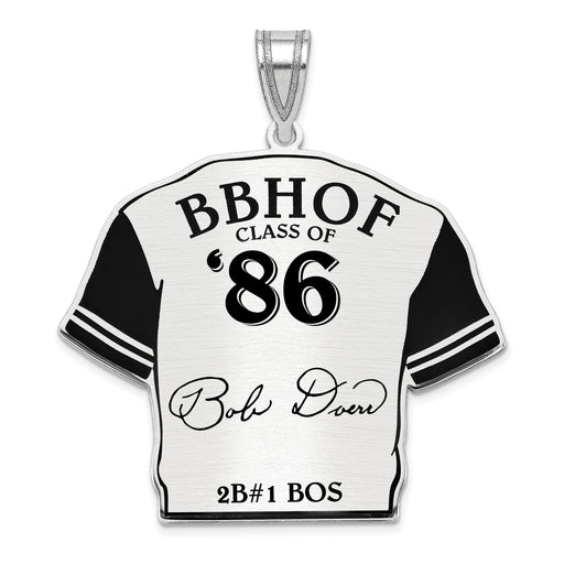 Sterling Silver Rhodium plated Bobby Doerr Hall of Fame Signature Epoxy Jersey Pendant
