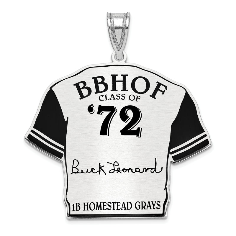 Sterling Silver Rhodium plated Walter BUCK Leonard Hall of Fame Signature Epoxy Jersey Pendant