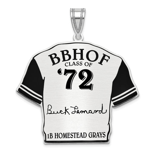 Sterling Silver Rhodium plated Walter BUCK Leonard Hall of Fame Signature Epoxy Jersey Pendant