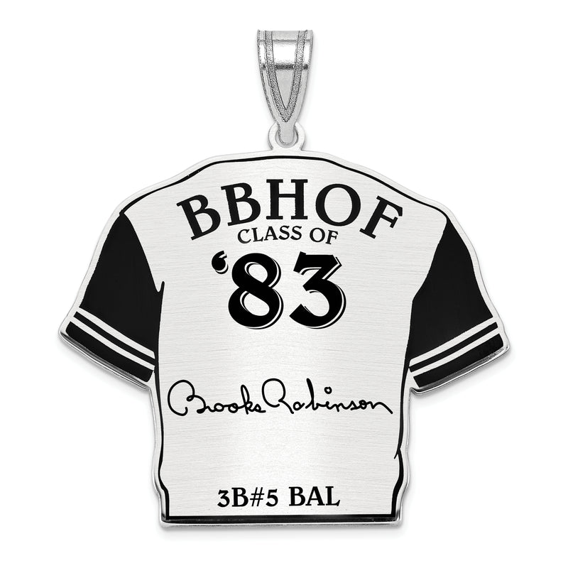 Sterling Silver Rhodium plated Brooks Robinson Hall of Fame Signature Epoxy Jersey Pendant