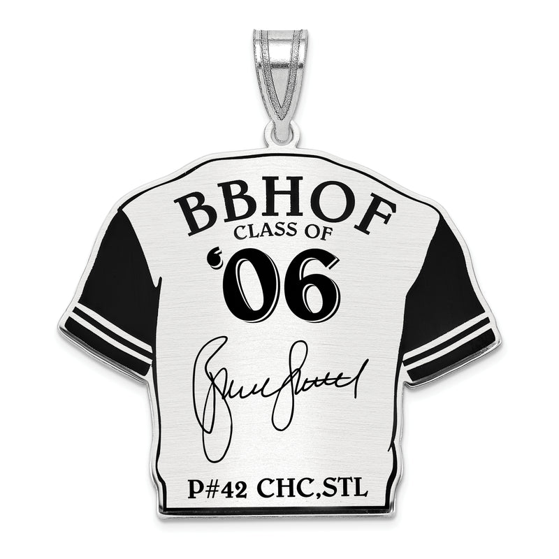 Sterling Silver Rhodium plated Bruce Sutter Hall of Fame Signature Epoxy Jersey Pendant