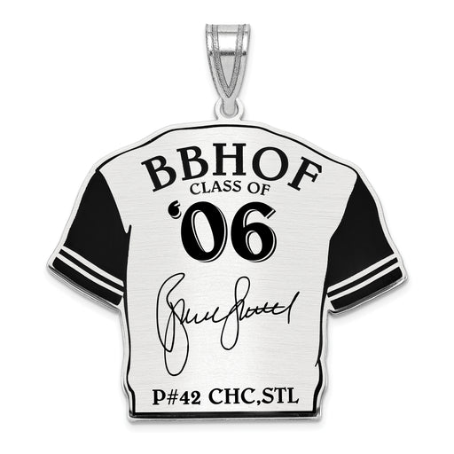 Sterling Silver Rhodium plated Bruce Sutter Hall of Fame Signature Epoxy Jersey Pendant