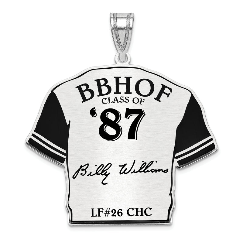 Sterling Silver Rhodium plated Billy Williams Hall of Fame Signature Epoxy Jersey Pendant