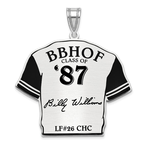 Sterling Silver Rhodium plated Billy Williams Hall of Fame Signature Epoxy Jersey Pendant