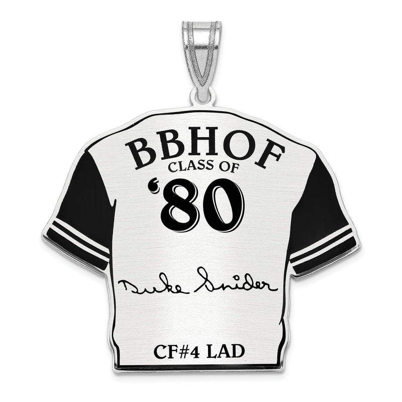 Sterling Silver Rhodium plated Edwin Donald DUKE Snider Hall of Fame Signature Epoxy Jersey Pendant
