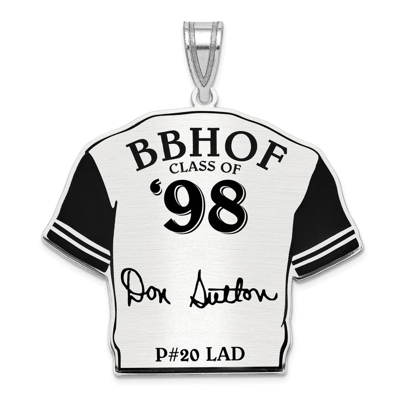 Sterling Silver Rhodium plated Don Sutton Hall of Fame Signature Epoxy Jersey Pendant