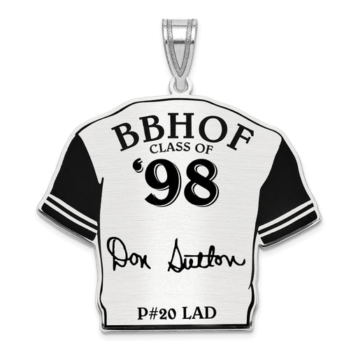 Sterling Silver Rhodium plated Don Sutton Hall of Fame Signature Epoxy Jersey Pendant