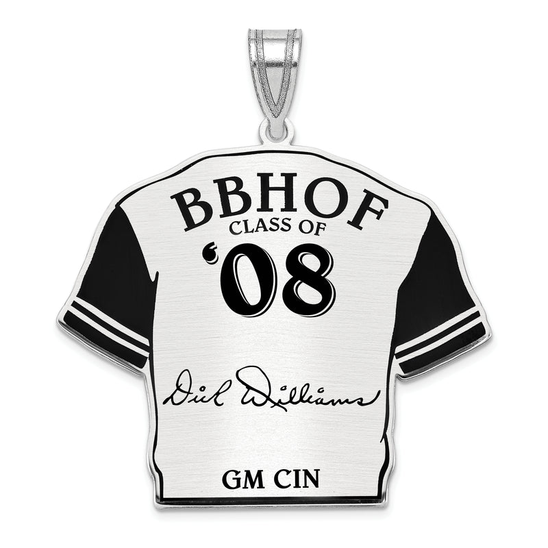 Sterling Silver Rhodium plated Dick Williams Hall of Fame Signature Epoxy Jersey Pendant