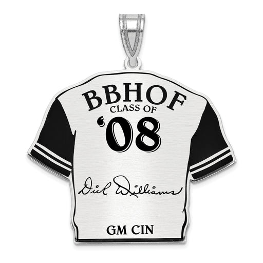 Sterling Silver Rhodium plated Dick Williams Hall of Fame Signature Epoxy Jersey Pendant