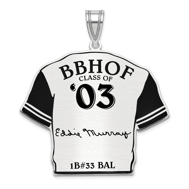 Sterling Silver Rhodium plated Eddie Murray Hall of Fame Signature Epoxy Jersey Pendant