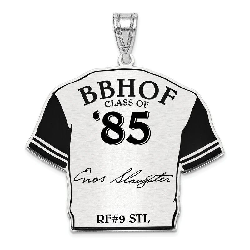 Sterling Silver Rhodium plated Enos Slaughter Hall of Fame Signature Epoxy Jersey Pendant