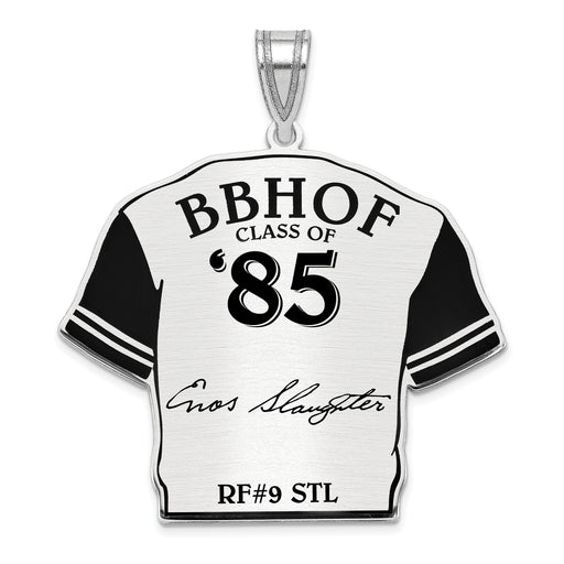 Sterling Silver Rhodium plated Enos Slaughter Hall of Fame Signature Epoxy Jersey Pendant