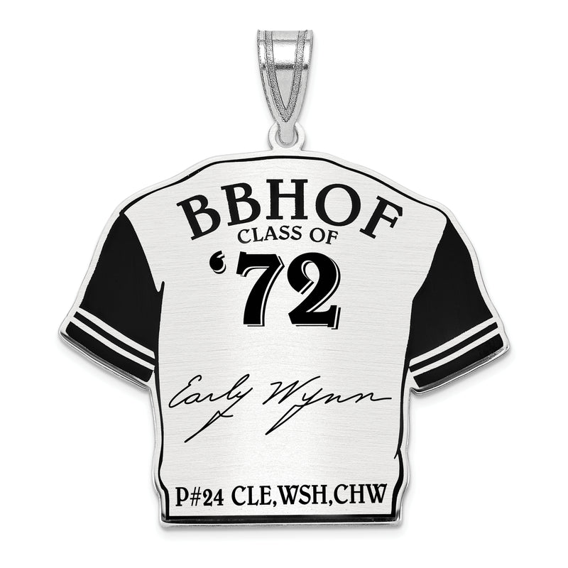 Sterling Silver Rhodium plated Early Wynn Jr Hall of Fame Signature Epoxy Jersey Pendant