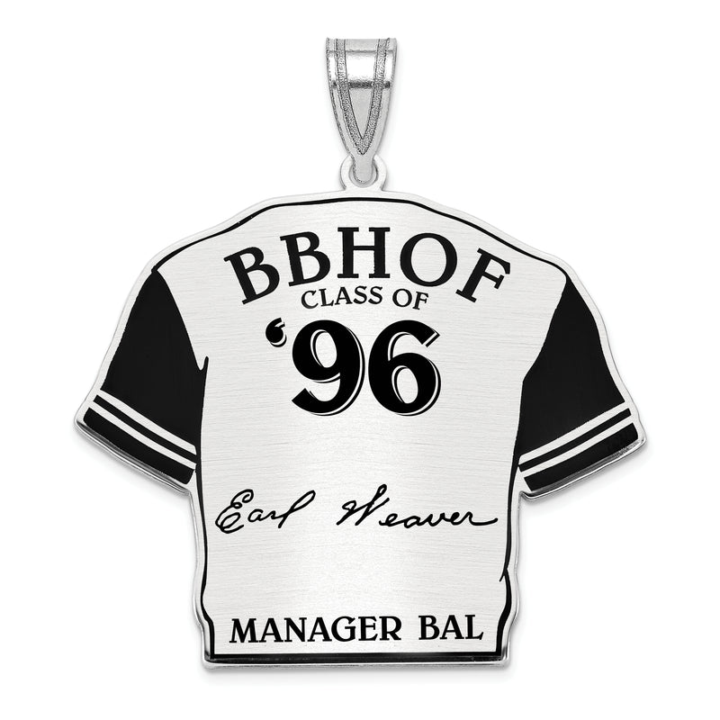Sterling Silver Rhodium plated Earl Weaver Hall of Fame Signature Epoxy Jersey Pendant