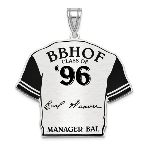 Sterling Silver Rhodium plated Earl Weaver Hall of Fame Signature Epoxy Jersey Pendant